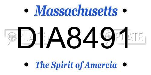 DIA8491 Massachusetts License Plate