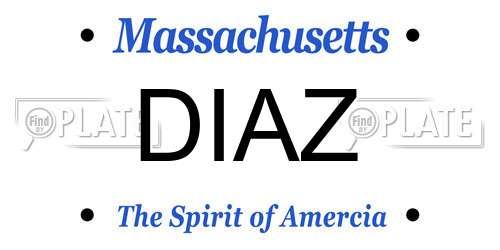 DIAZ Massachusetts License Plate