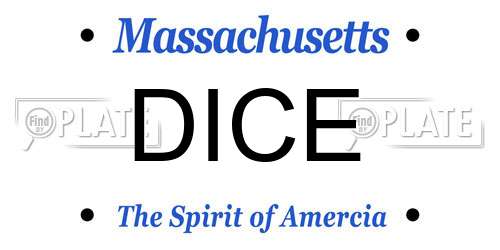 DICE Massachusetts License Plate