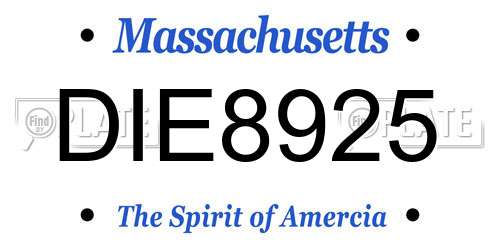 DIE8925 Massachusetts License Plate