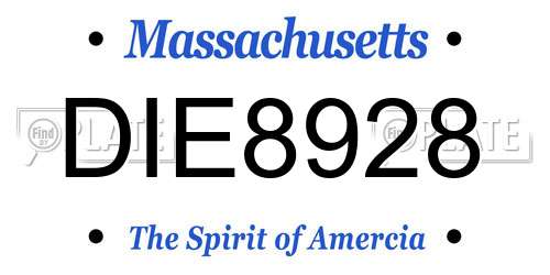 DIE8928 Massachusetts License Plate