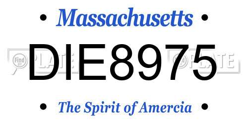 DIE8975 Massachusetts License Plate