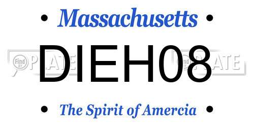 DIEH08 Massachusetts License Plate