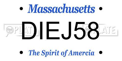 DIEJ58 Massachusetts License Plate