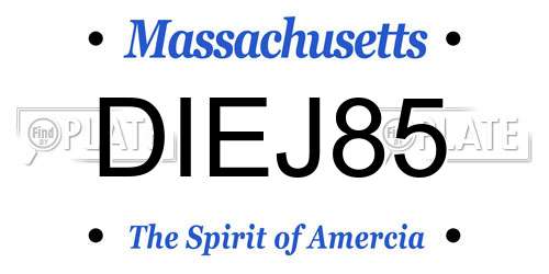 DIEJ85 Massachusetts License Plate
