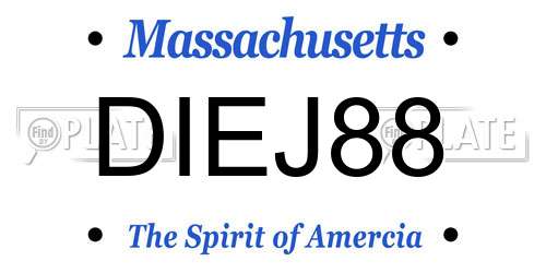 DIEJ88 Massachusetts License Plate