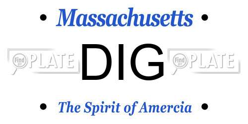 DIG Massachusetts License Plate