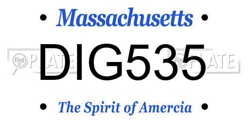 DIG535 Massachusetts License Plate