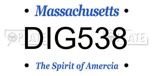 DIG538 Massachusetts License Plate