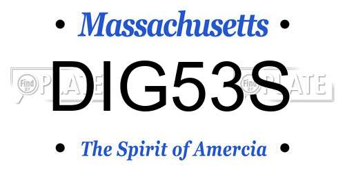 DIG53S Massachusetts License Plate