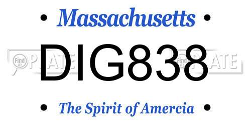DIG838 Massachusetts License Plate