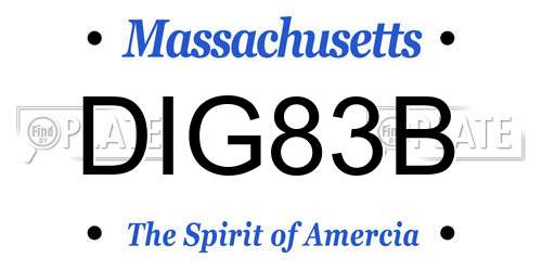 DIG83B Massachusetts License Plate