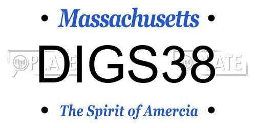 DIGS38 Massachusetts License Plate