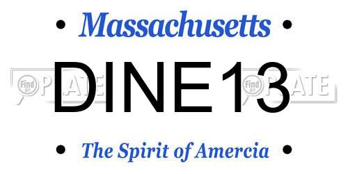 DINE13 Massachusetts License Plate