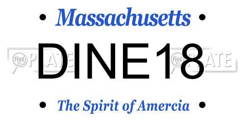 DINE18 Massachusetts License Plate