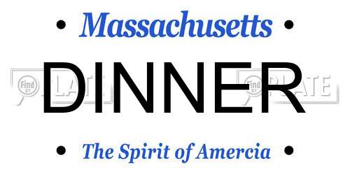 DINNER Massachusetts License Plate