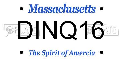 DINQ16 Massachusetts License Plate