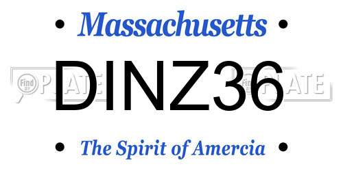 DINZ36 Massachusetts License Plate