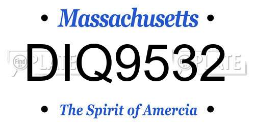 DIQ9532 Massachusetts License Plate