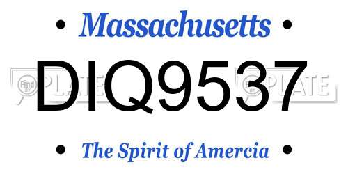DIQ9537 Massachusetts License Plate