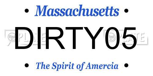 DIRTY05 Massachusetts License Plate