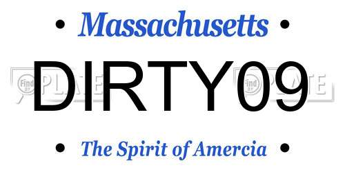 DIRTY09 Massachusetts License Plate