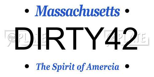 DIRTY42 Massachusetts License Plate
