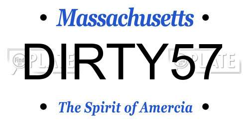 DIRTY57 Massachusetts License Plate