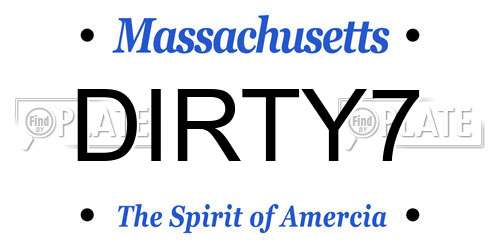 DIRTY7 Massachusetts License Plate