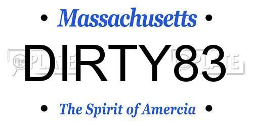 DIRTY83 Massachusetts License Plate