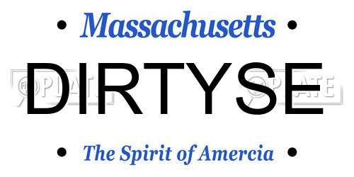 DIRTYSE Massachusetts License Plate