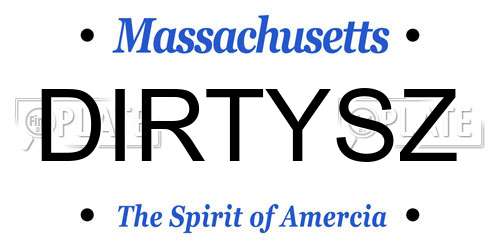 DIRTYSZ Massachusetts License Plate