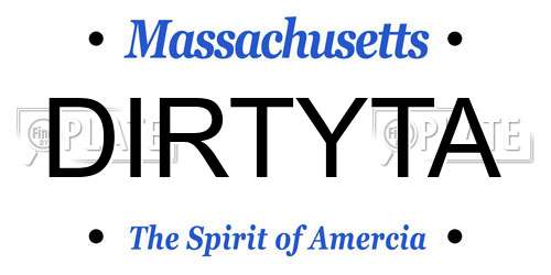DIRTYTA Massachusetts License Plate