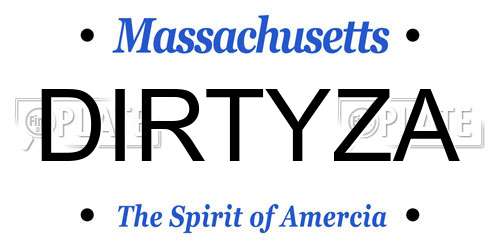 DIRTYZA Massachusetts License Plate