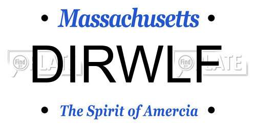 DIRWLF Massachusetts License Plate