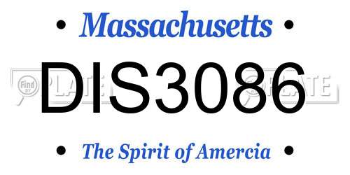 DIS3086 Massachusetts License Plate