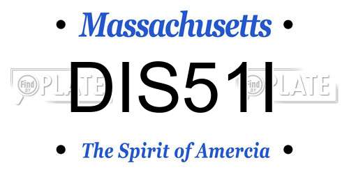DIS51I Massachusetts License Plate