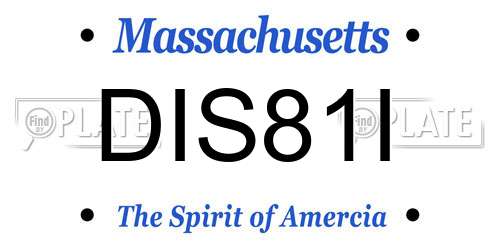 DIS81I Massachusetts License Plate
