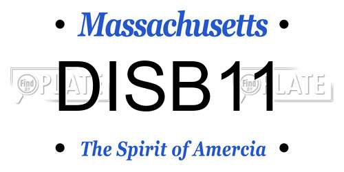 DISB11 Massachusetts License Plate