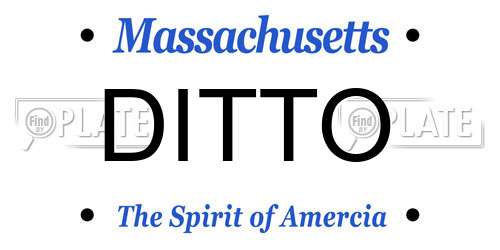 DITTO Massachusetts License Plate