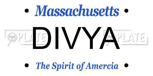 DIVYA Massachusetts License Plate