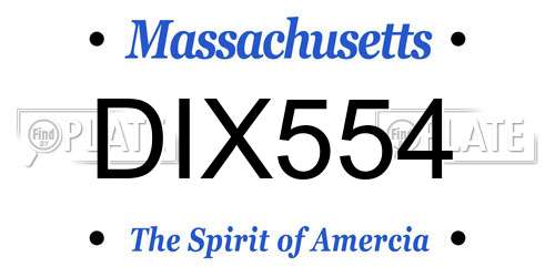DIX554 Massachusetts License Plate
