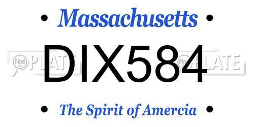 DIX584 Massachusetts License Plate