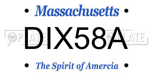 DIX58A Massachusetts License Plate