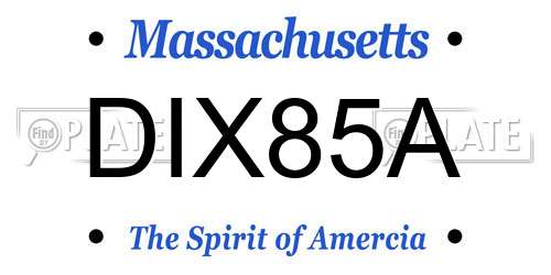DIX85A Massachusetts License Plate