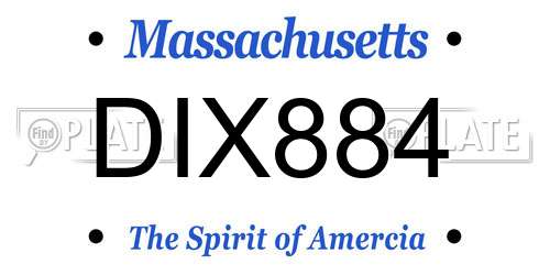 DIX884 Massachusetts License Plate