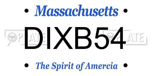 DIXB54 Massachusetts License Plate