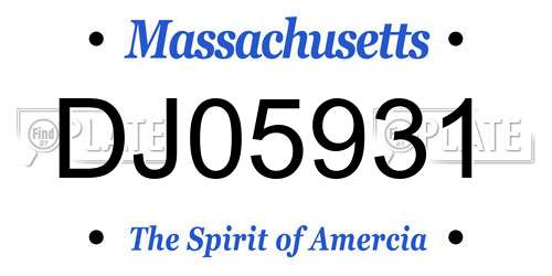 DJ05931 Massachusetts License Plate