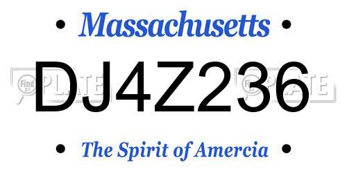DJ4Z236 Massachusetts License Plate