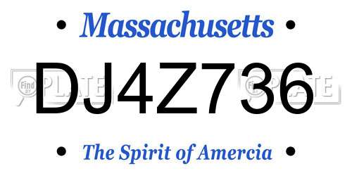 DJ4Z736 Massachusetts License Plate
